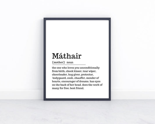Máthair, gift for a Mother, gift for a Mammy Irish print, wall art, wall print, Mothers day gift, Mother definition print