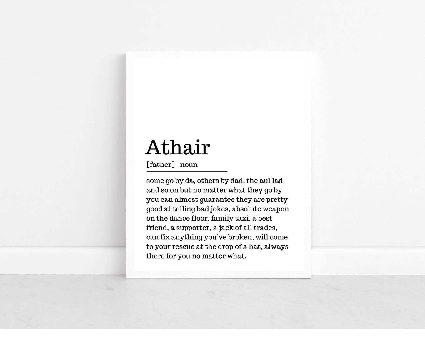 Athair, gift for a father, gift for a dad Irish print, wall art, wall print, fathers day gift, Father definition print