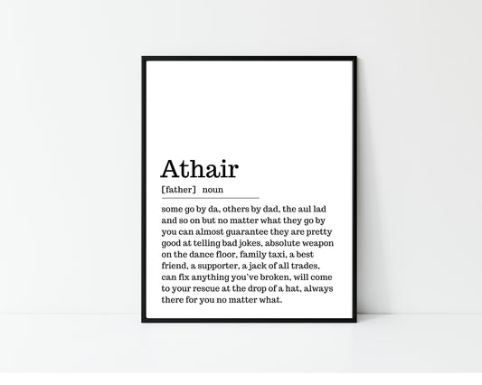 Athair, gift for a father, gift for a dad Irish print, wall art, wall print, fathers day gift, Father definition print