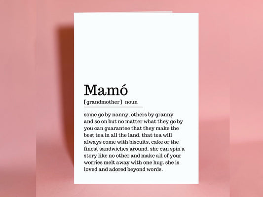 Mamó, grandmother card, granny card, nanny, Mothers day card, mothers day, Irish mammy, gift for mam, gift for mother,