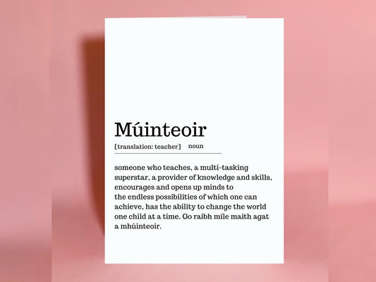 Teacher card, teacher gift, card for teacher, múinteoir card, Irish card, Irish greeting card