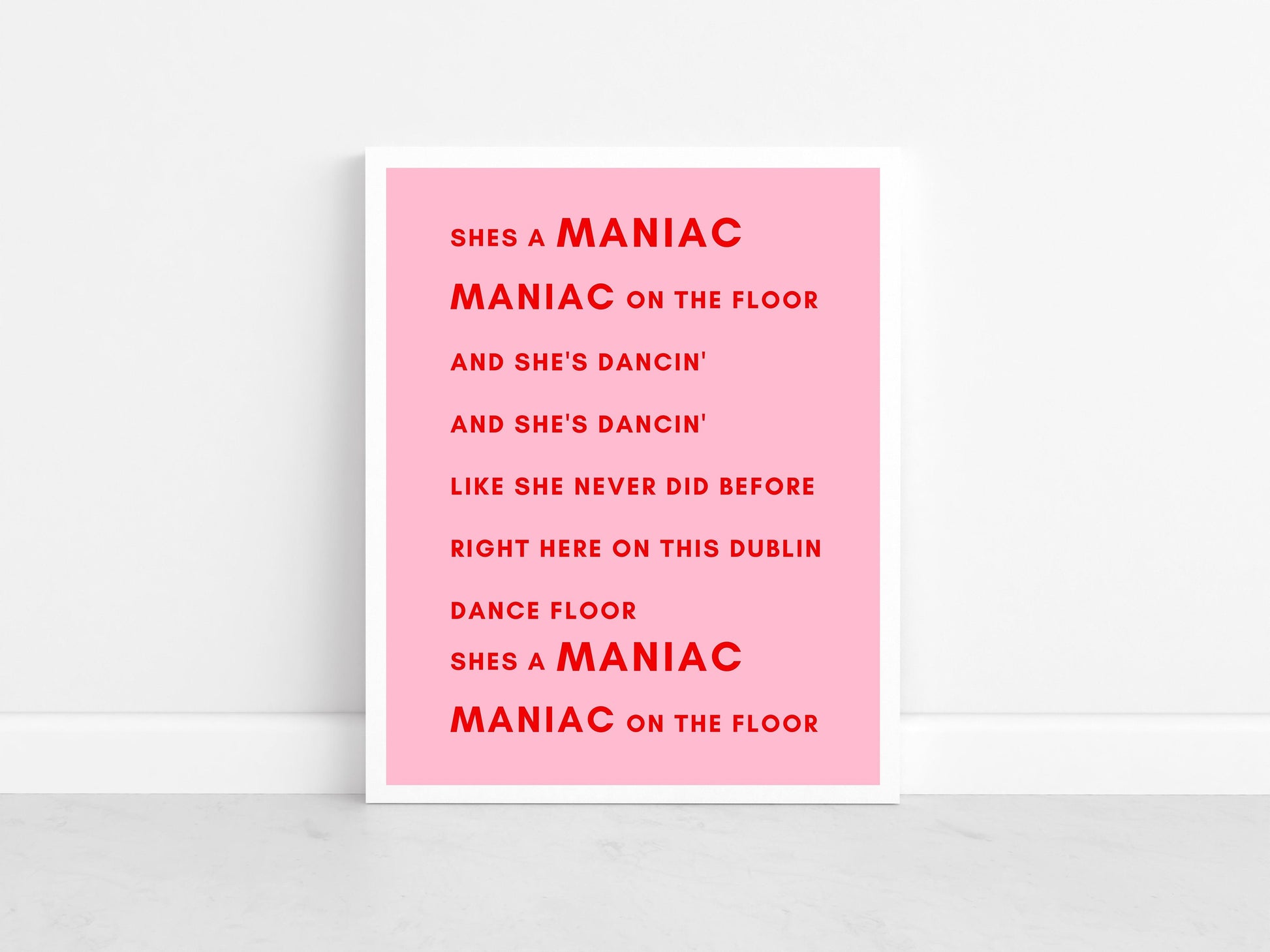 Maniac 2000, Irish print, Irish song, lyrics print, Irish saying, Irish gift, Irish language, Irish art, wall art, wall print,