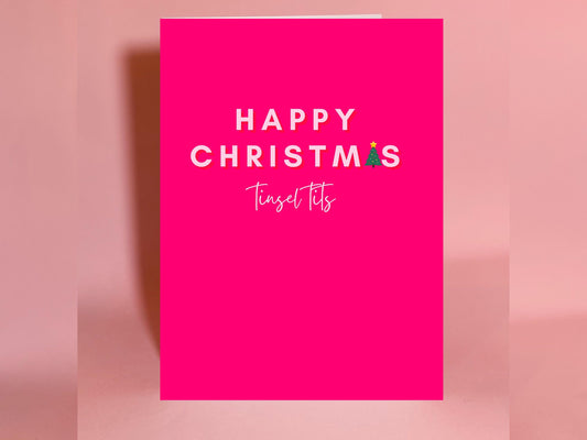 Happy Christmas tinsel tits, Christmas card
