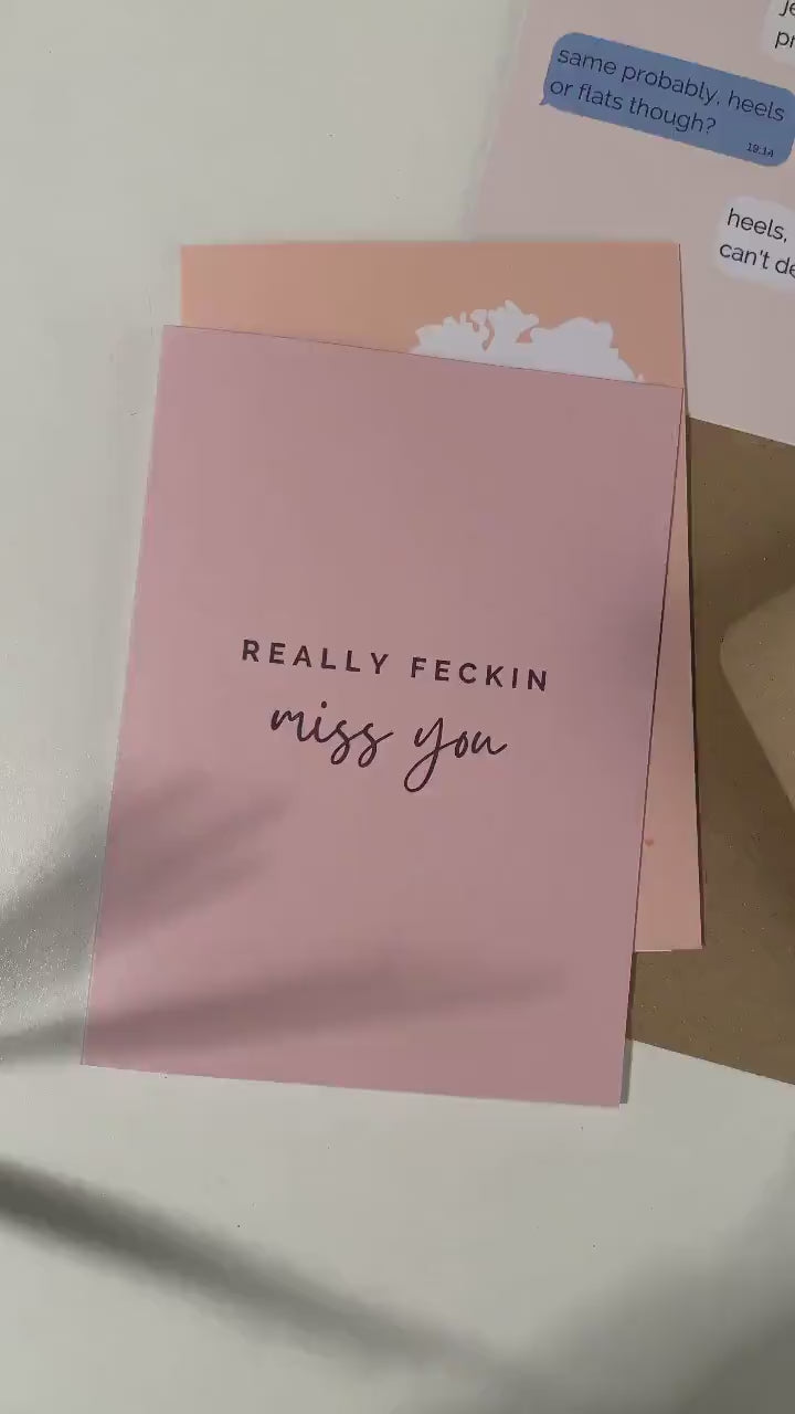 really feckin miss you, Irish greeting card, miss you card, best friend card, miss you, card for a friend