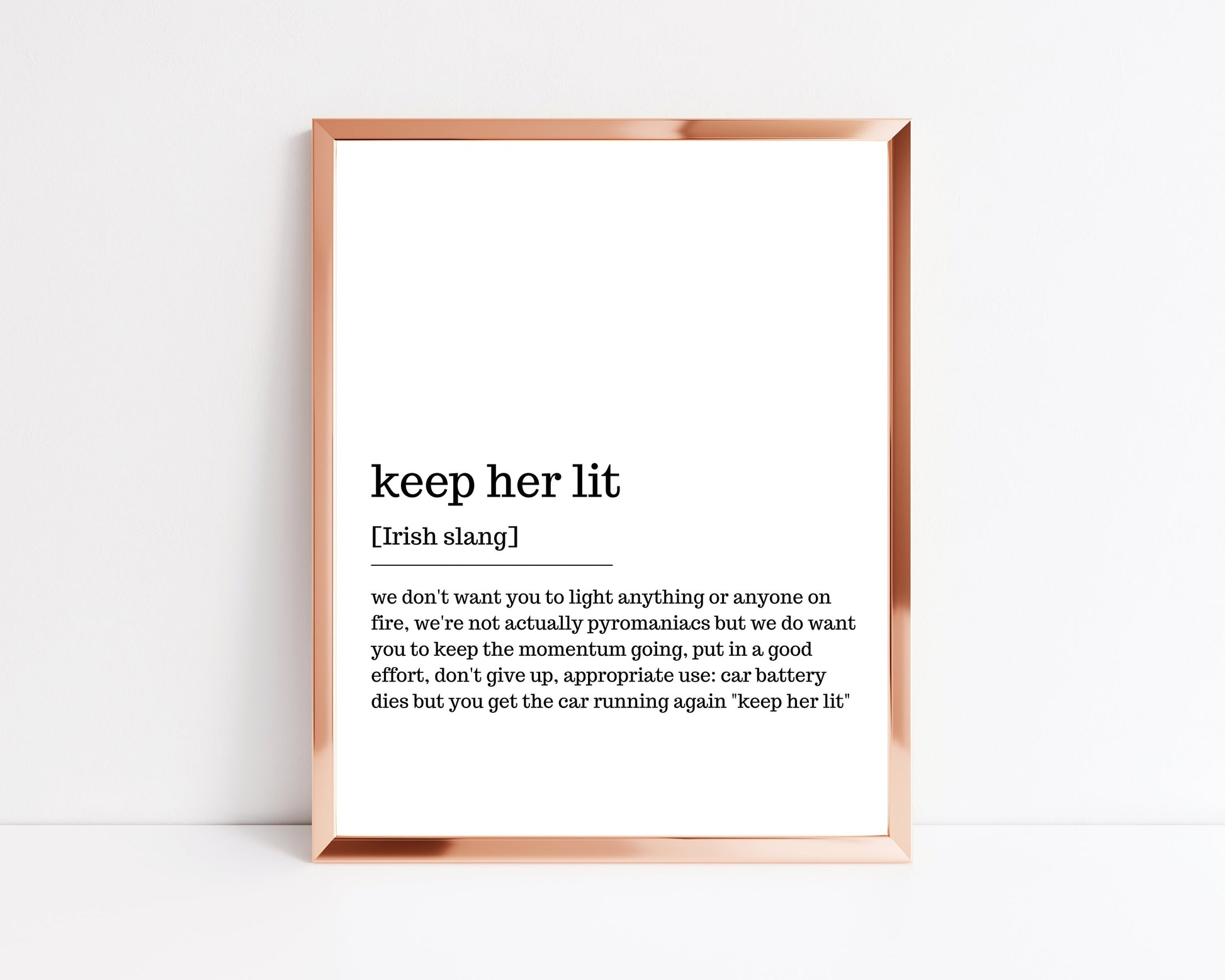 keep her lit, Irish print, wall art, wall print, Irish gift, Irish language, Irish art, Irish print