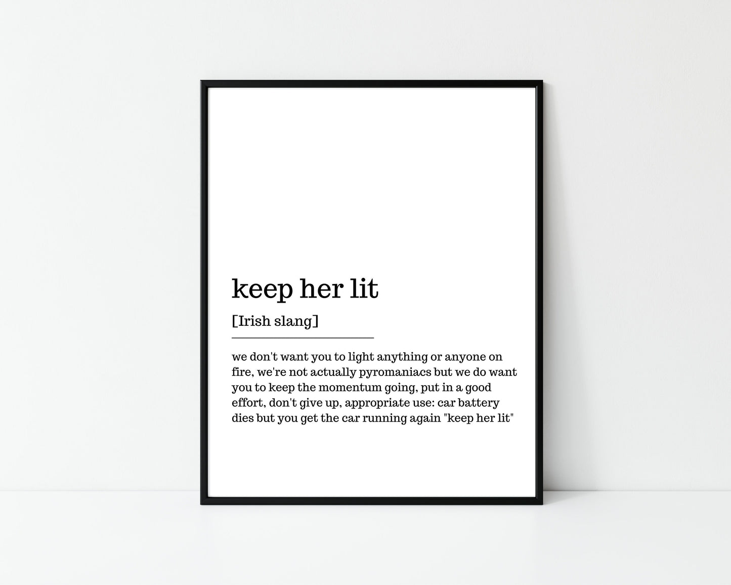 keep her lit, Irish print, wall art, wall print, Irish gift, Irish language, Irish art, Irish print