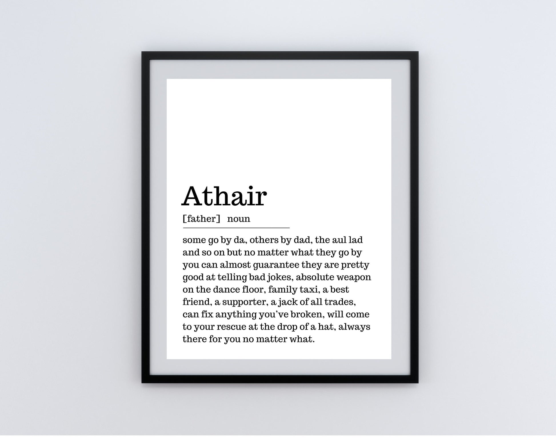 Athair, gift for a father, gift for a dad Irish print, wall art, wall print, fathers day gift, Father definition print