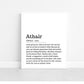 Athair, gift for a father, gift for a dad Irish print, wall art, wall print, fathers day gift, Father definition print