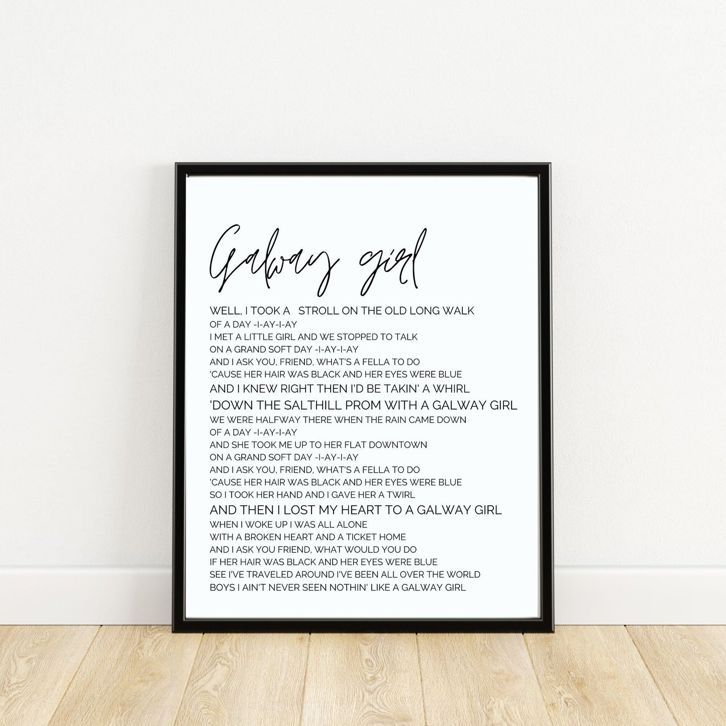galway girl, galway girl print, Irish song print, song lyric print, lyric print, music prints, Irish print, wall art, wall print,
