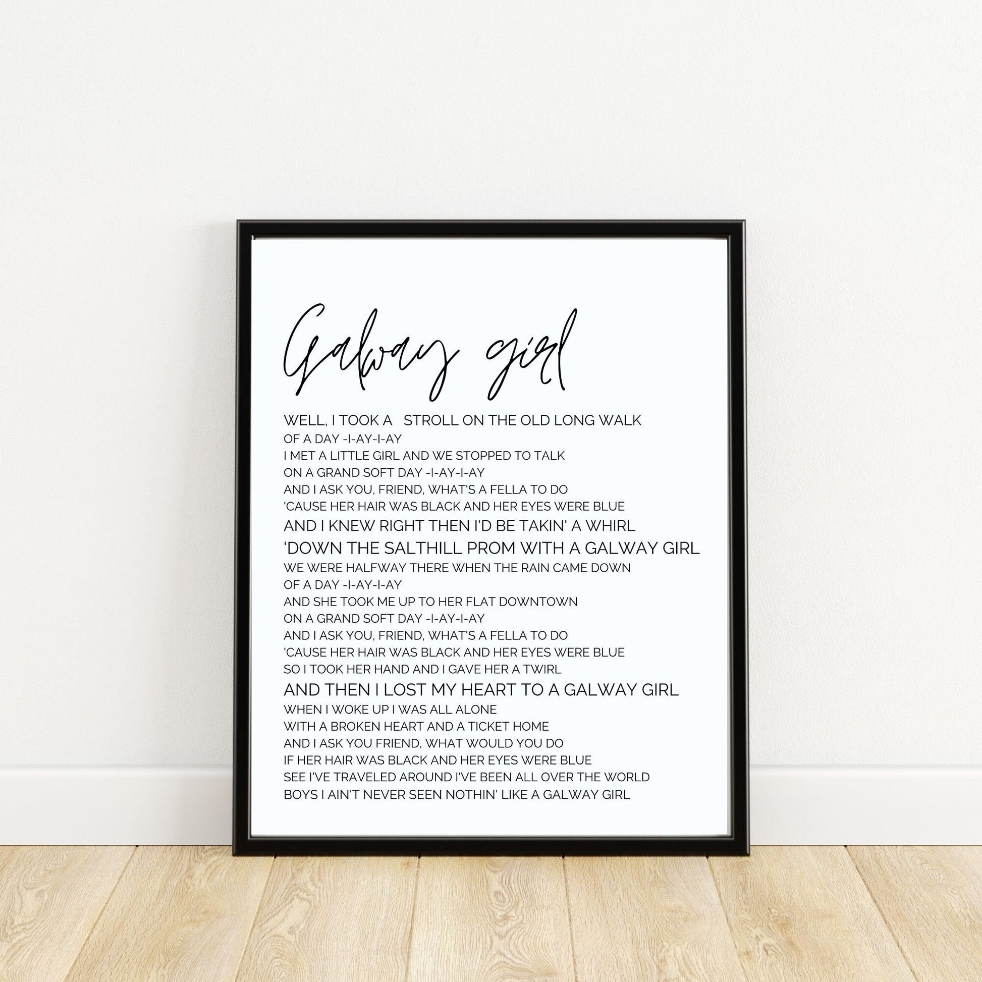 galway girl, galway girl print, Irish song print, song lyric print, lyric print, music prints, Irish print, wall art, wall print,
