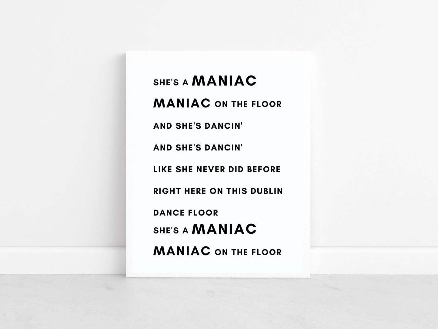 Maniac 2000, Irish print, Irish song, lyrics print, Irish saying, Irish gift, Irish language, Irish art, wall art, wall print,