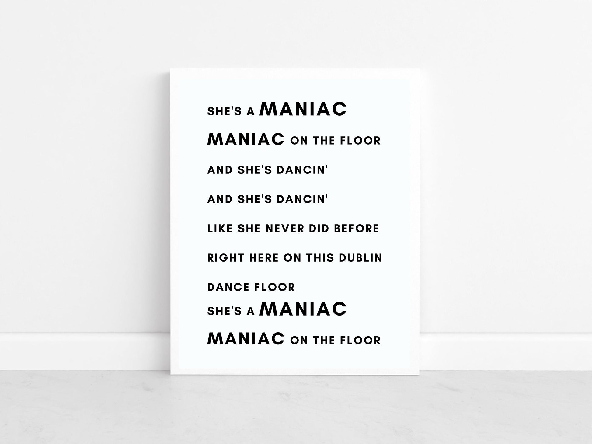 Maniac 2000, Irish print, Irish song, lyrics print, Irish saying, Irish gift, Irish language, Irish art, wall art, wall print,