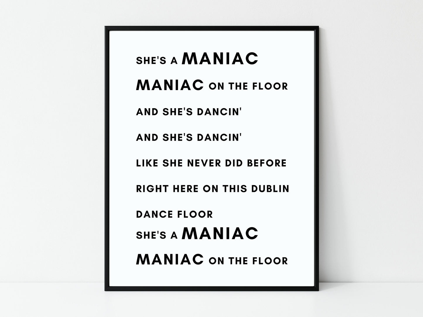 Maniac 2000, Irish print, Irish song, lyrics print, Irish saying, Irish gift, Irish language, Irish art, wall art, wall print,