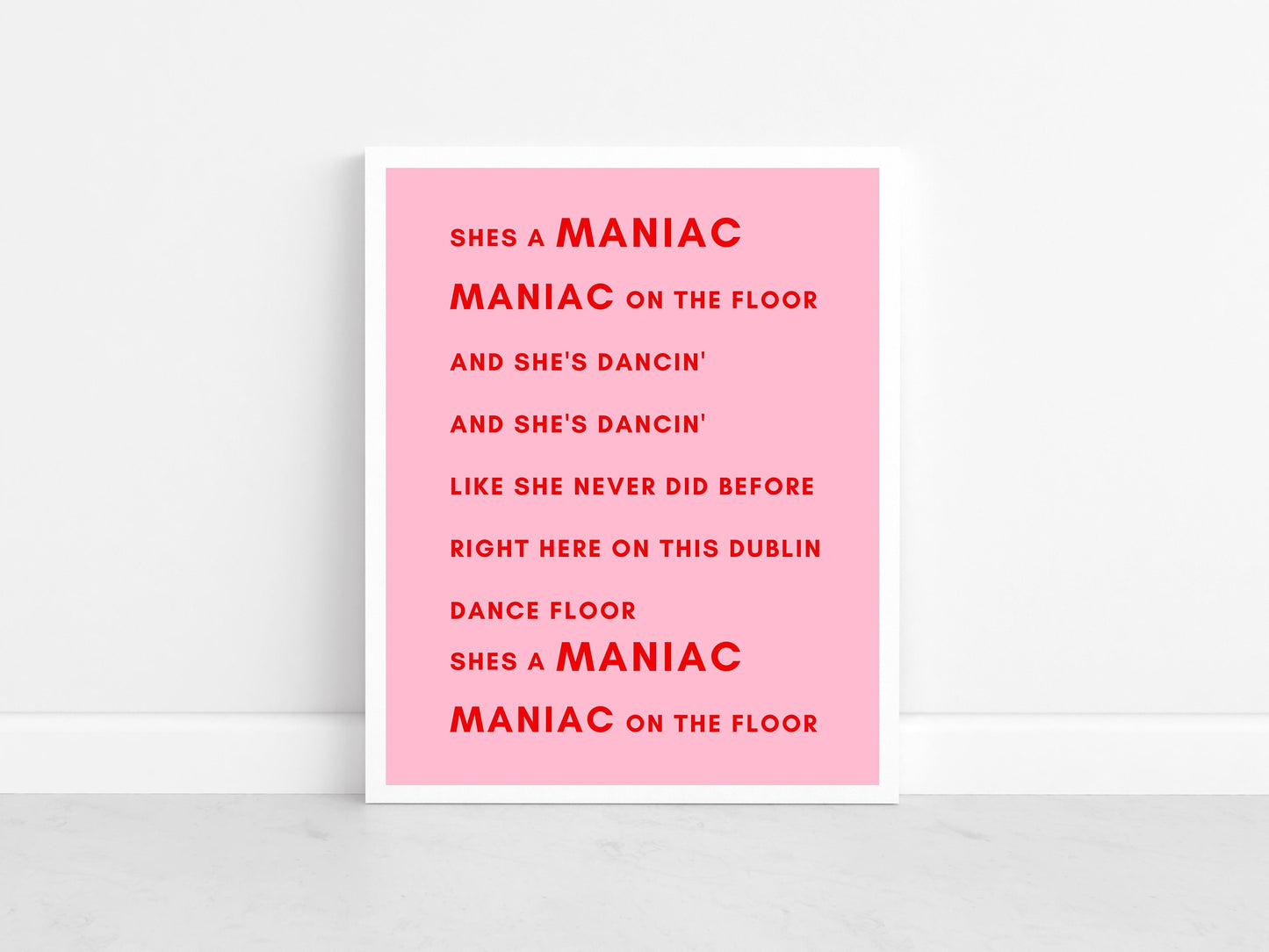 Maniac 2000, Irish print, Irish song, lyrics print, Irish saying, Irish gift, Irish language, Irish art, wall art, wall print,